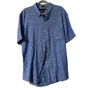 Tommy Hilfiger Men's Linen Casual Button Down Shirt Size XL Gorgeous Blue